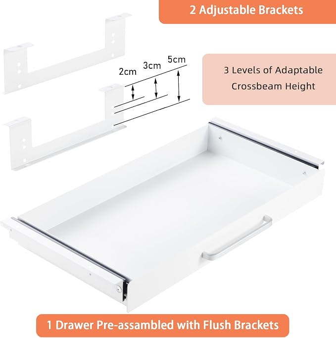 Under Desk Drawer Organizer 21" White Upgrade - Image 3