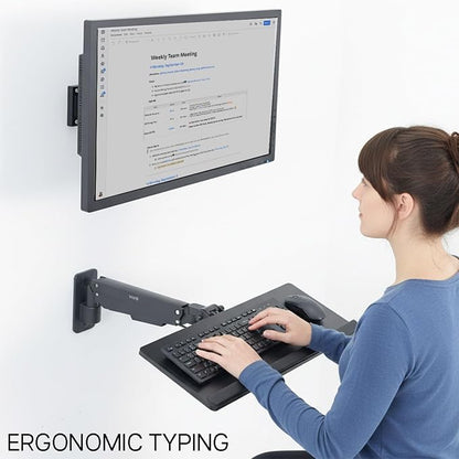 VIVO Sit-Stand 24 Inch Pneumatic Spring Keyboard and Mouse Tray Wall Mount - Image 8