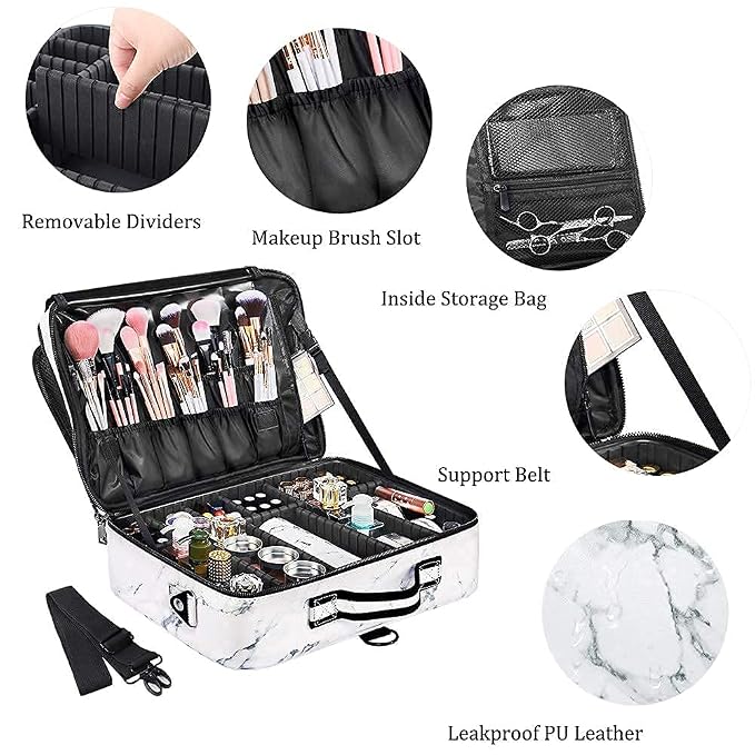 gzcz Large Capacity Travel Makeup Case Organizer, Professional Cosmetic Bags - Image 7