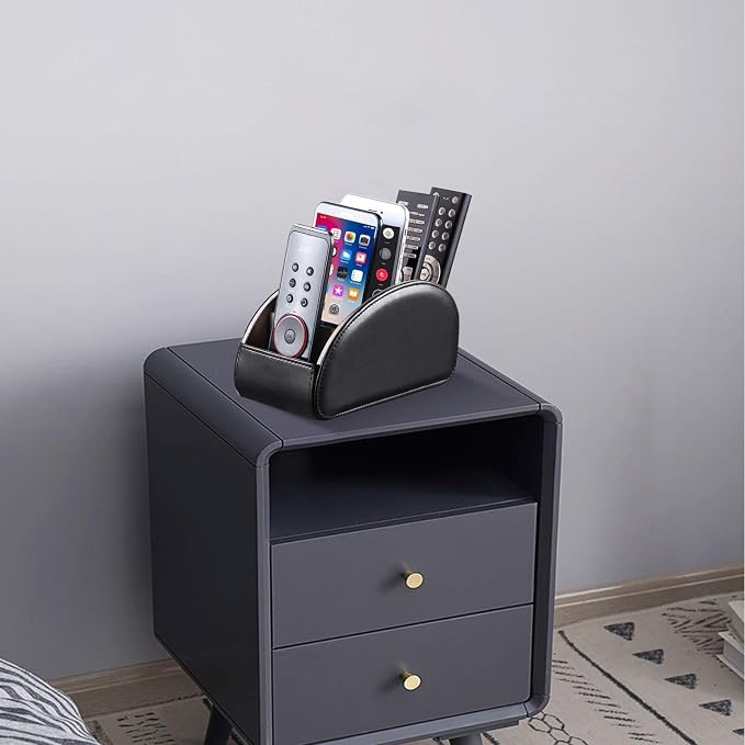 YAPISHI Large Leather TV Remote Control Holder Organizer Black - Image 7