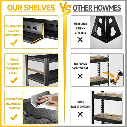 4-Tier Garage Shelving Heavy Duty Metal Shelving 3000LBS Storage Shelves 44" H - Image 5