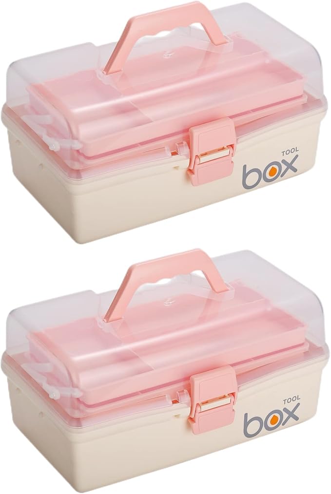 2PCS 12'' Three-Layer Clear Plastic Storage Box/Tool Box by Kinsorcai