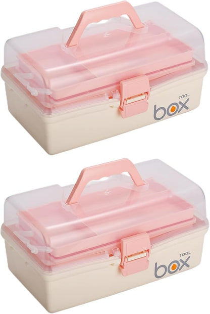 2PCS 12'' Three-Layer Clear Plastic Storage Box/Tool Box by Kinsorcai