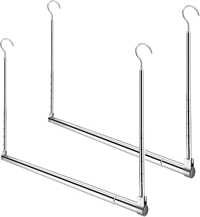 Adjustable Hanging Closet Rod, Extender Hanging Rod, Closet Hanging Organizer by Yeetburg