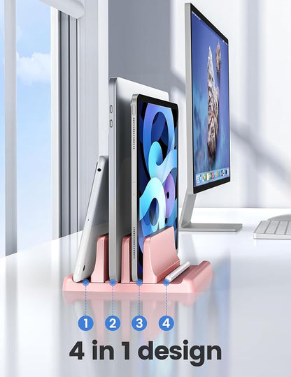 Vaydeer Vertical Laptop Stand for Desk, Dual Slots Plastic Laptop Holder - Image 2