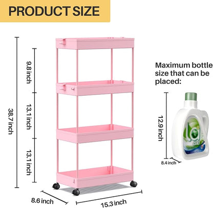 SPACEKEEPER Storage Cart 4-Tier, Bathroom Rolling Cart Utility Storage - Image 4