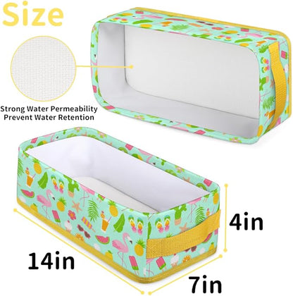 Summer Flamingo Fruits Bathroom Storage Basket, Foldable - Image 2