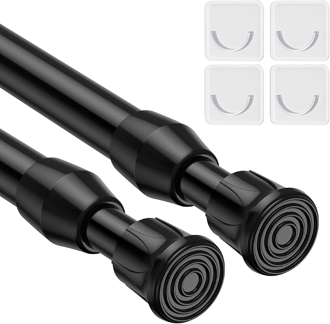 MEXAU 2Pack Spring Tension Curtain Rod 28-41 inch Black Small Tension Rod | by MEXAUSPRINGCURTAINRODS