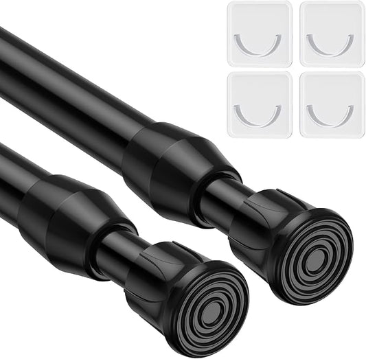 MEXAU 2Pack Spring Tension Curtain Rod 28-41 inch Black Small Tension Rod | by MEXAUSPRINGCURTAINRODS