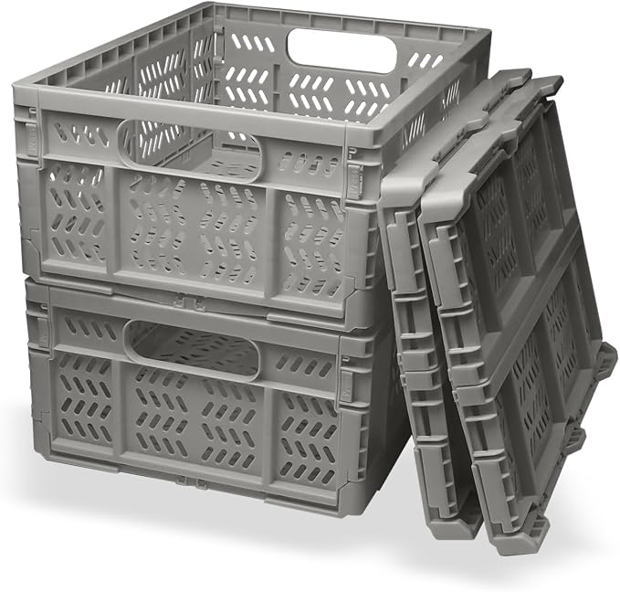 20L Folding Crate, Collapsible Storage Crates by HomeandOfficeStorage