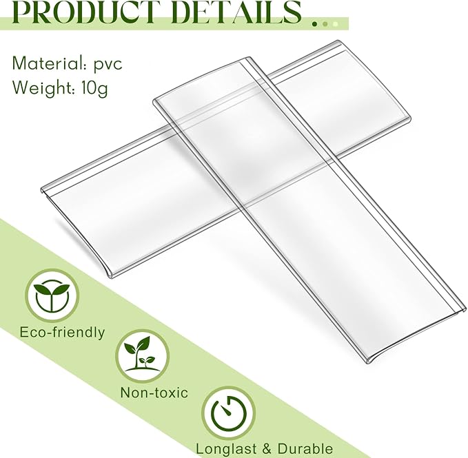 Cindeer 72 Pcs Clear Plastic Adhesive Shelf Label Holders, 3 x 1 Inch - Image 4