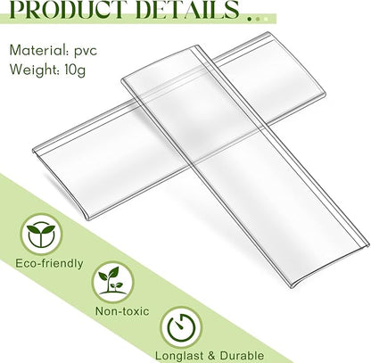 Cindeer 72 Pcs Clear Plastic Adhesive Shelf Label Holders, 3 x 1 Inch - Image 4