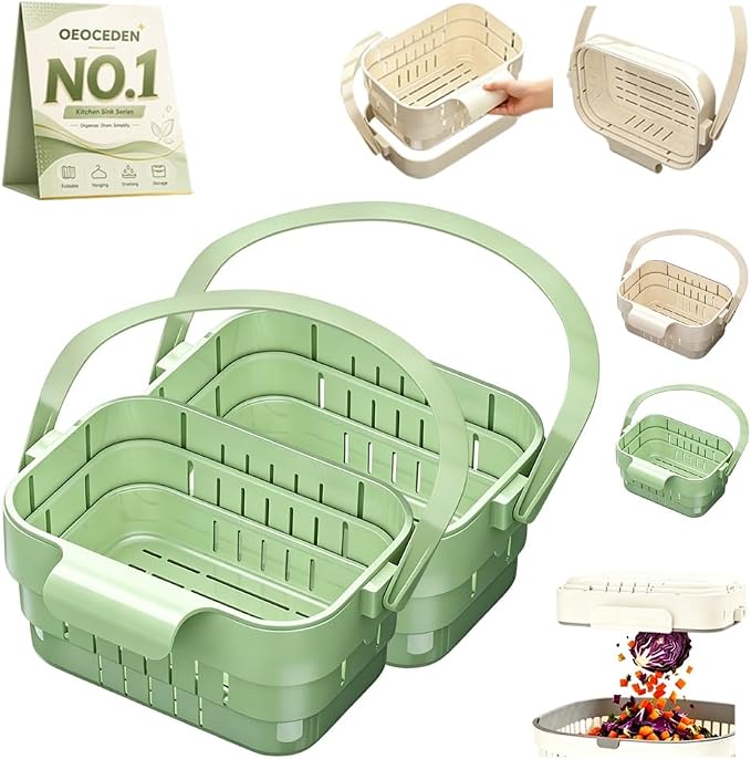 2-in-1 Foldable Sink Colander Hanging Kitchen Drain Basket Collapsible Faucet by Unknown