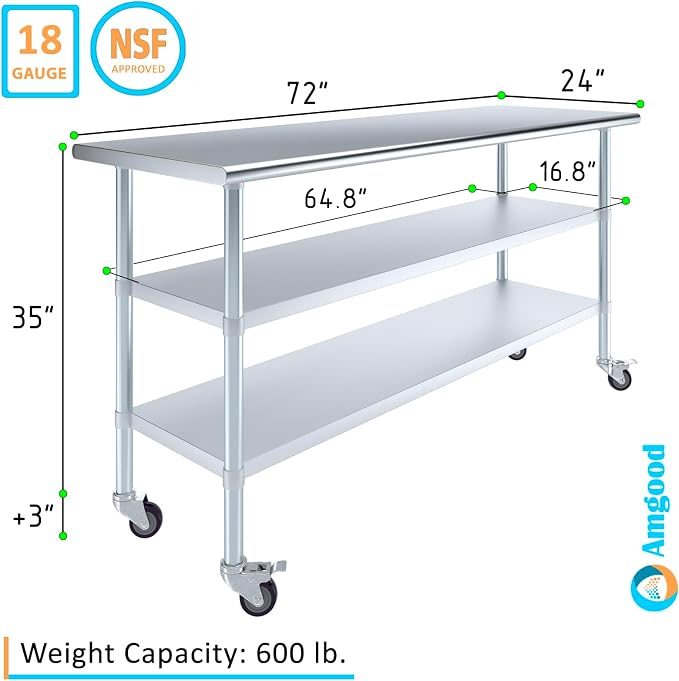 AmGood Stainless Steel Work Table - Image 3