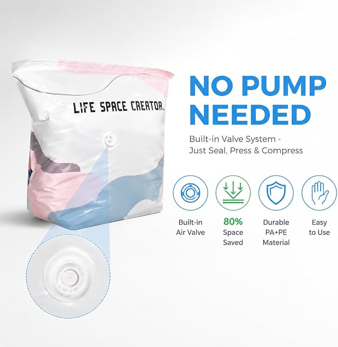 2Pcs No Pump Vacuum Storage Bags, Cube Compression Space Saver Bags - Image 2