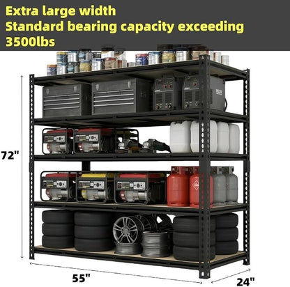 55" W Storage Shelves, 3500LBS Garage Shelving, 5-Tier Metal Shelving Unit - Image 3