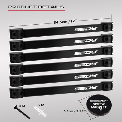 SEDY 7-Piece 12" Magnetic Tool Holder Storage Organizer, Garage Wall Mount Rack - Image 2