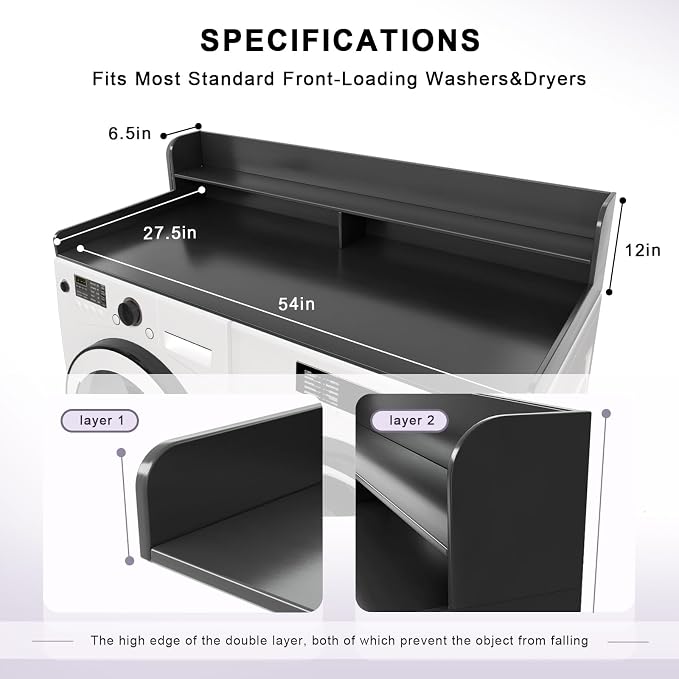 2-Tier Washer and Dryer Countertop Shelf, Laundry Room Storage & Organization - Image 5