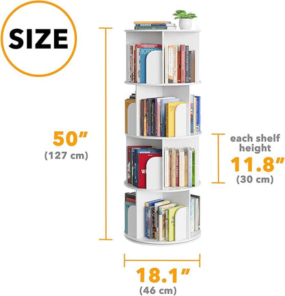 SpaceAid Cross Style 4 Tier Rotating Bookshelf, Spinning 360 Bookcase Lazy - Image 2