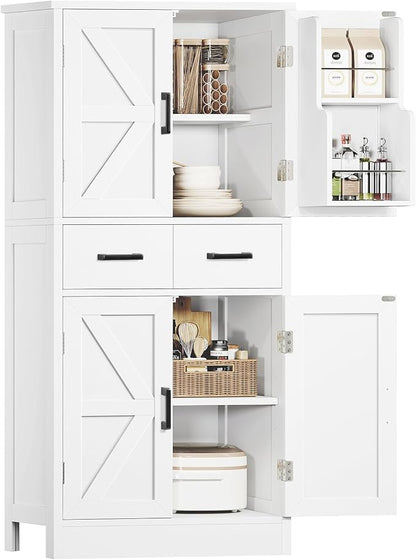 TEENFON Pantry Cabinet with 2 Drawers, Kitchen Storage Cabinet with 4 Door by TEENFON