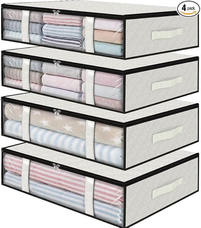 StorageRight Under Bed Storage Bags 4 Pack, 40L Large Clothes & Comforter by StorageRight