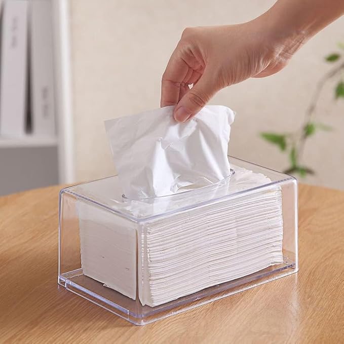 Acrylic Tissue Box Cover Rectangle, Dryer Sheet Holder, Plastic Napkin Organizer by Yarezmuell
