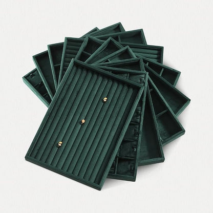 Velvet Stackable Jewelry Display Tray, 24 Grid Earring Ring Storage Tray - Image 8