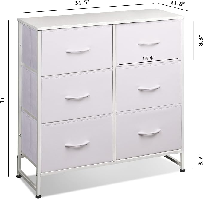 WLIVE Dresser for Bedroom with 6 Drawers, Metal Frame, Wooden Top, Fabric - Image 3