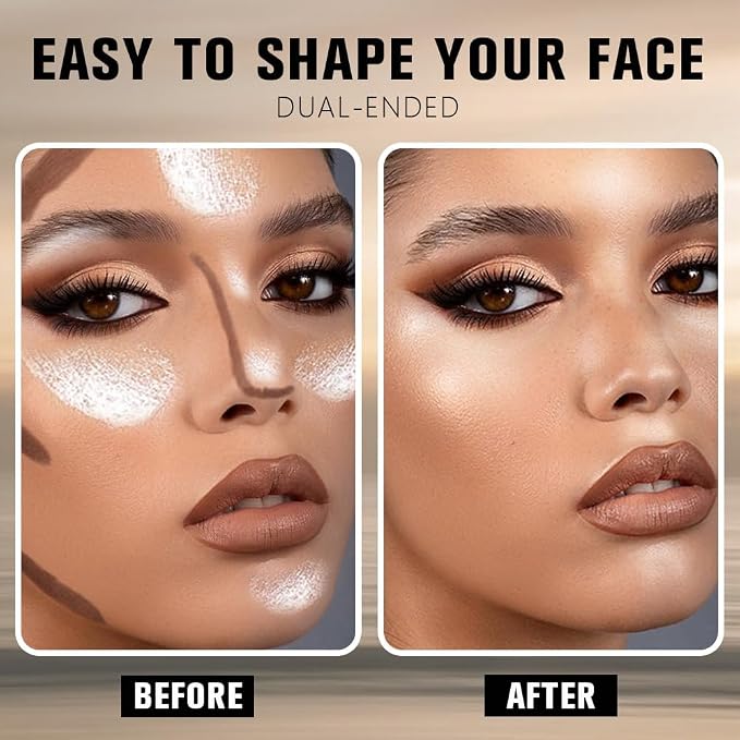 evpct Nuetral Nude & Silver Shimmer Cream Contour Stick Face Body Makeup Dual - Image 4