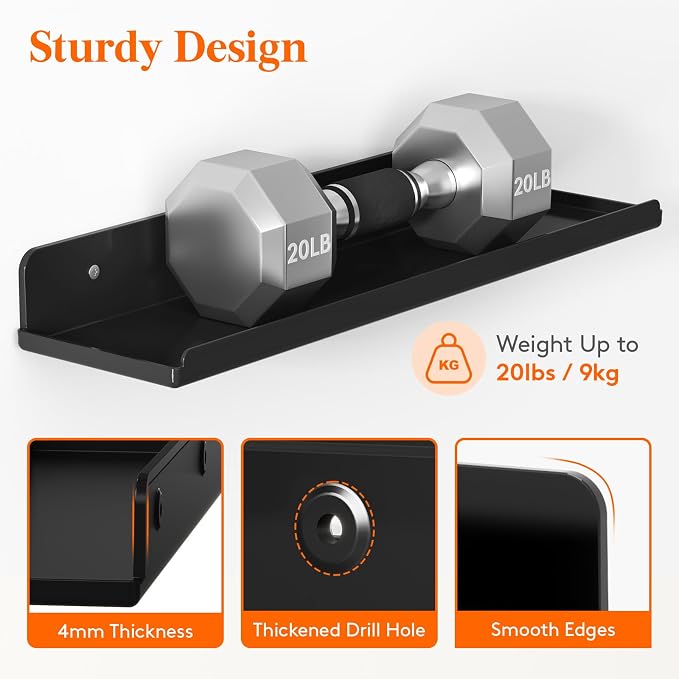Lifewit Floating Shelves for Wall, 12 Pack Black Acrylic Shelf 15" Room Decor - Image 4