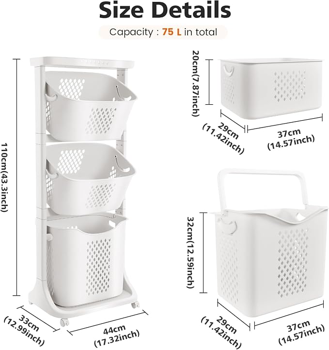 BAOKALER Rolling Laundry Hamper Cart - Image 2