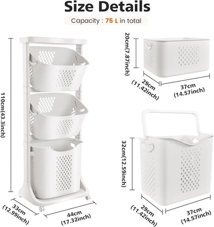 BAOKALER Rolling Laundry Hamper Cart - Image 2
