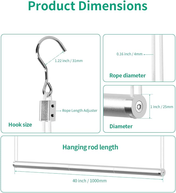 BaiNong Adjustable Closet Hanging Rod 40" Silver Closet Rod Extender | Heavy - Image 4