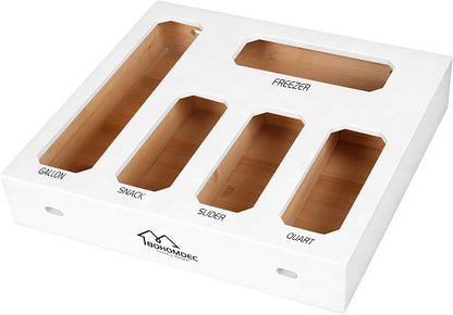 Bamboo Ziplock Bag Storage Organizer by BOHOMDEC
