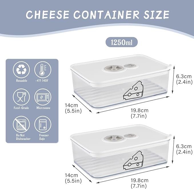2 Pcs Cheese Container for Refrigerator, Cream Cheeses Storage Box, Cheese - Image 7