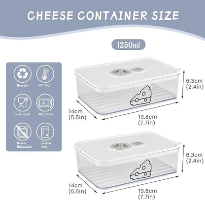 2 Pcs Cheese Container for Refrigerator, Cream Cheeses Storage Box, Cheese - Image 7
