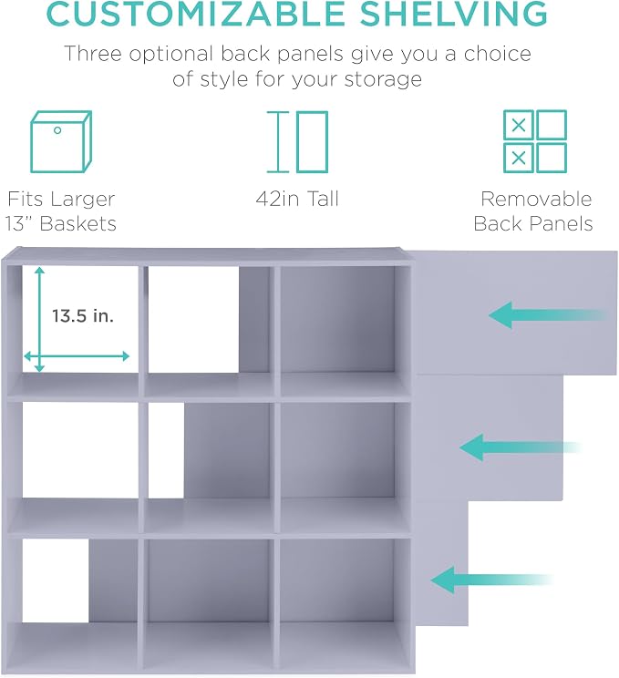 Best Choice Products Kids Bookcase 9-Cube Storage Organizer, 13.5in Shelf - Image 3