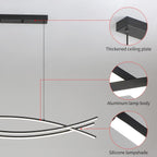 Pendant Light, Linear Pendant Light LED Dimmable Hanging Light Fixture, LED Modern Curved Chandelier, Chandeliers for Dining Room