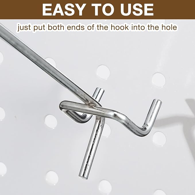 Funrous 100 Pack Peg Board Hooks Stainless Steel Pegboard Hooks Shelving - Image 3