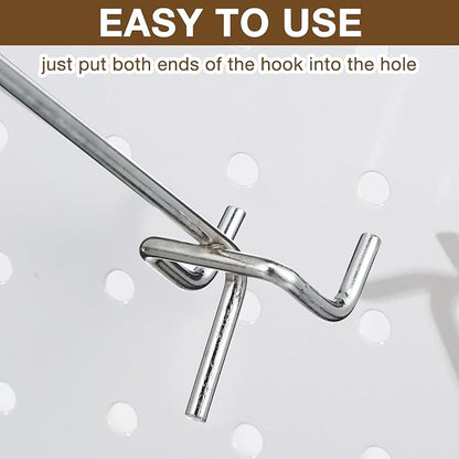 Funrous 100 Pack Peg Board Hooks Stainless Steel Pegboard Hooks Shelving - Image 3