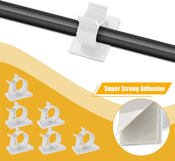 Viaky 30pcs Self-Adhesive Cable Clips-Reusable Adjustable Nylon Bracket - Image 7