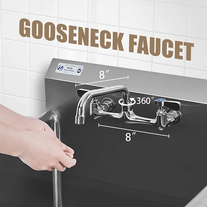 HALLY Commercial Stainless Steel Sink 1 Compartment NSF Prep & Utility Sink - Image 3
