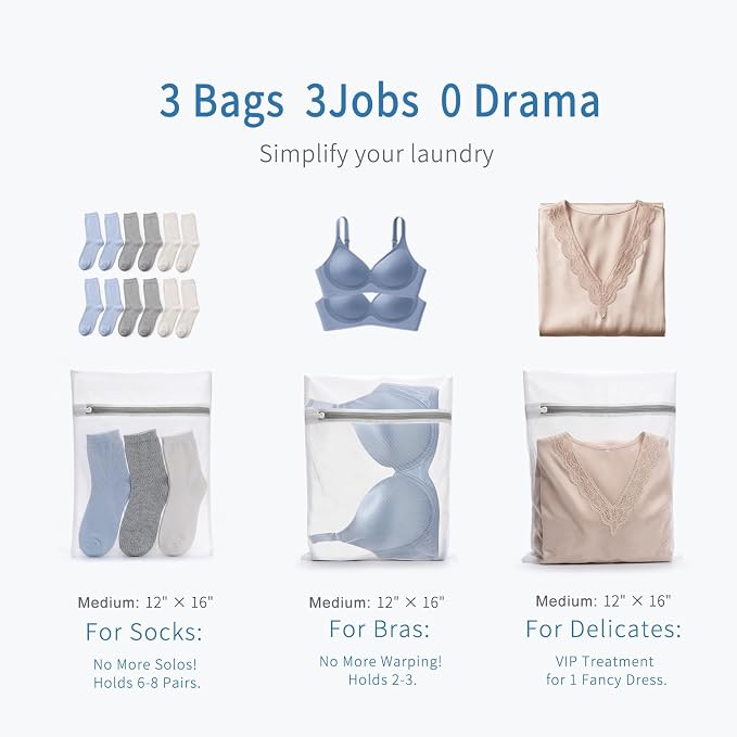 Muchfun 3Pcs Durable Fine Mesh Laundry Bags - Image 2