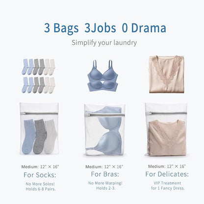 Muchfun 3Pcs Durable Fine Mesh Laundry Bags - Image 2