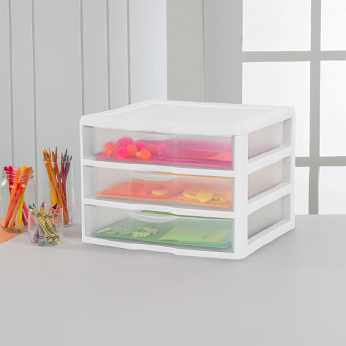 Sterilite 6-Pack Wide 3 Drawer Unit, Plastic Desktop Organizer - Image 6