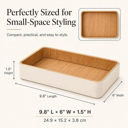 GORESE Rectangle Perfume Tray for Dresser, PU Leather Jewelry Tray for Vanity - Image 6