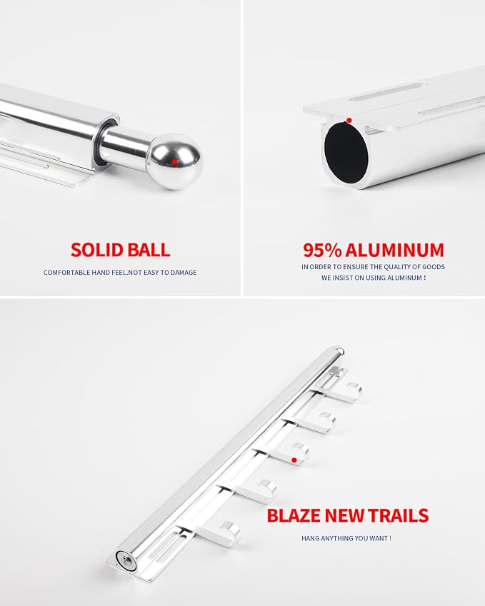BaiNong Valet Rod for Closets Pull Out 16.5" Silver - Image 6