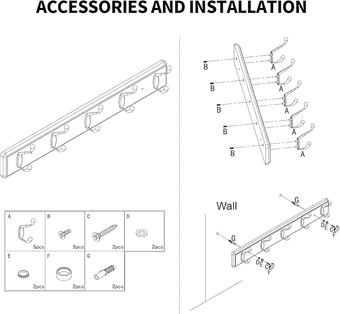 Wooden Coat Rack, Wall-Mounted Organizer - Image 7