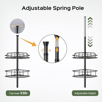HAMITOR Corner Shower Caddy Tension Pole: 4-Tier Rust-Resistant Adjustable - Image 4