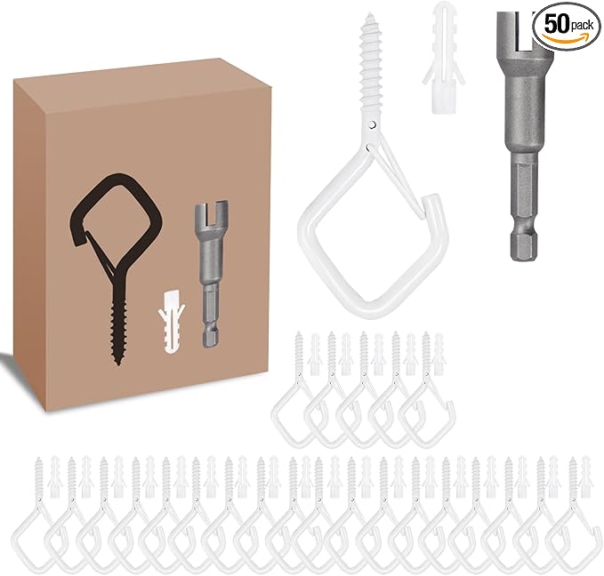 50 PCS White Eye Screw Hooks for Hanging Heavy Duty by Unknown